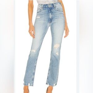 MOTHER High Waisted Rider Skimp Slim Straight Jeans in The Confession